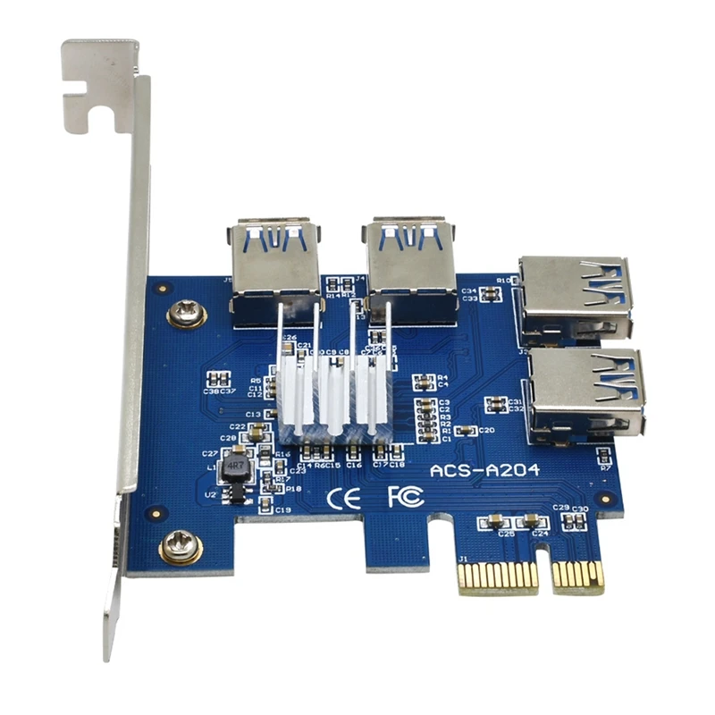 PCI Express Card Multiplier PCIE 1 To 4 USB GPU X1 X16 PCI-E Riser Card Video Card For Bitcoin Miner Mining Computer Spare Parts