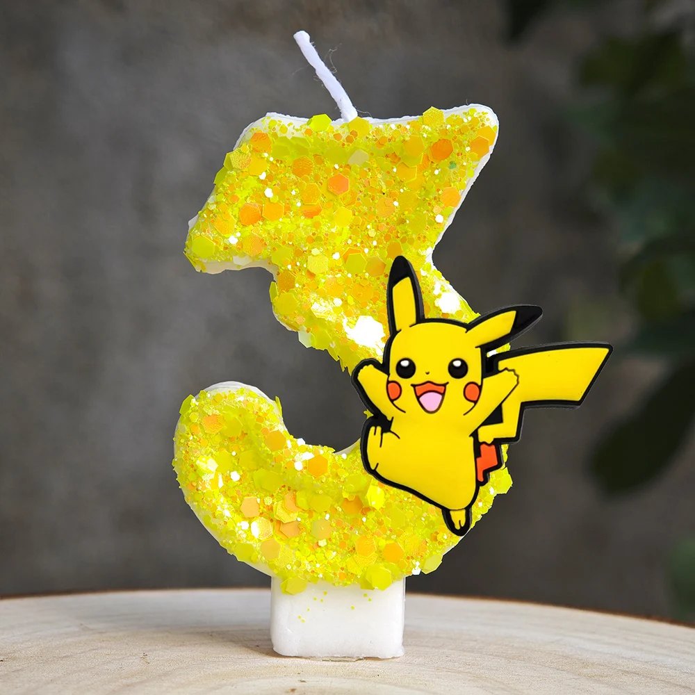 Pokemon Pikachu Kerze Cartoon 0-9 Nummer Geburtstagskerze Kind Babyparty Geburtstag Plug-in Kuchen Party Charakter Geschenkzubehör