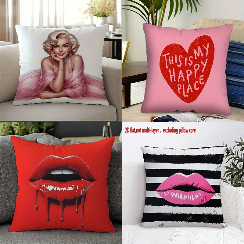 

Модная наволочка в стиле ретро с рисунком губ — стильный декоративный чехол для подушки для шикарного домашнего интерьера