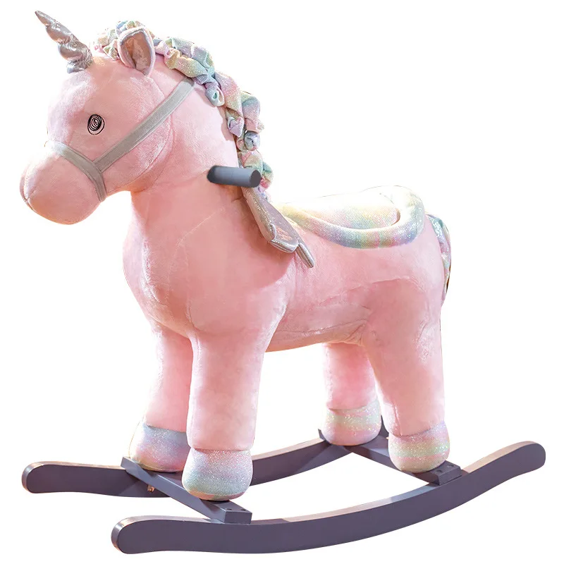 0-6 Years Baby Rocking Horse Dual Use Rocking Chair Toy Children Rocking Horse Ride On Toys Shake A Plush Unicorn Toy