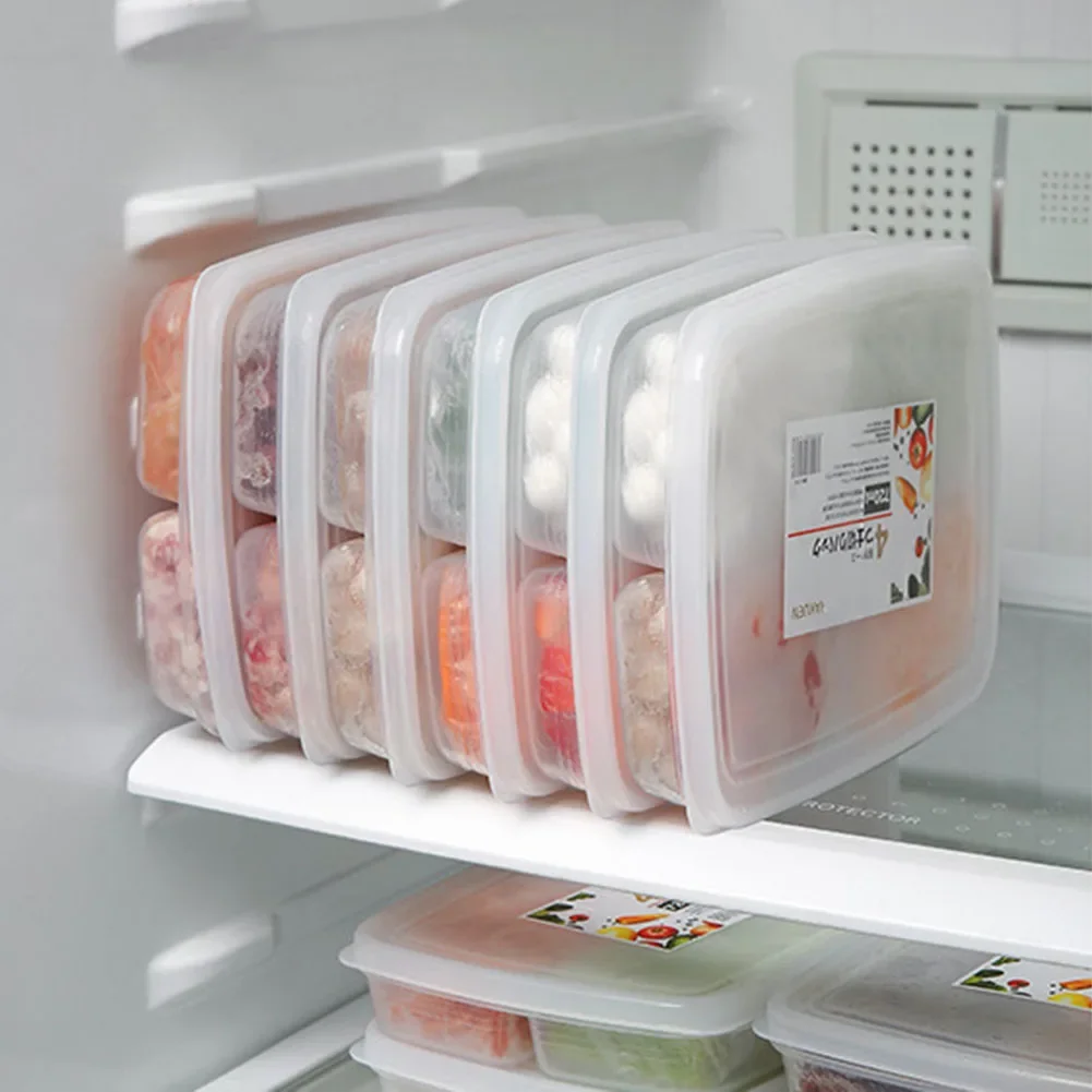 4 Grids Food Fruit Storage Container Leak-Proof Transparent Food Sealed Box Fresh-keeping Refrigerator Freezer Organizers