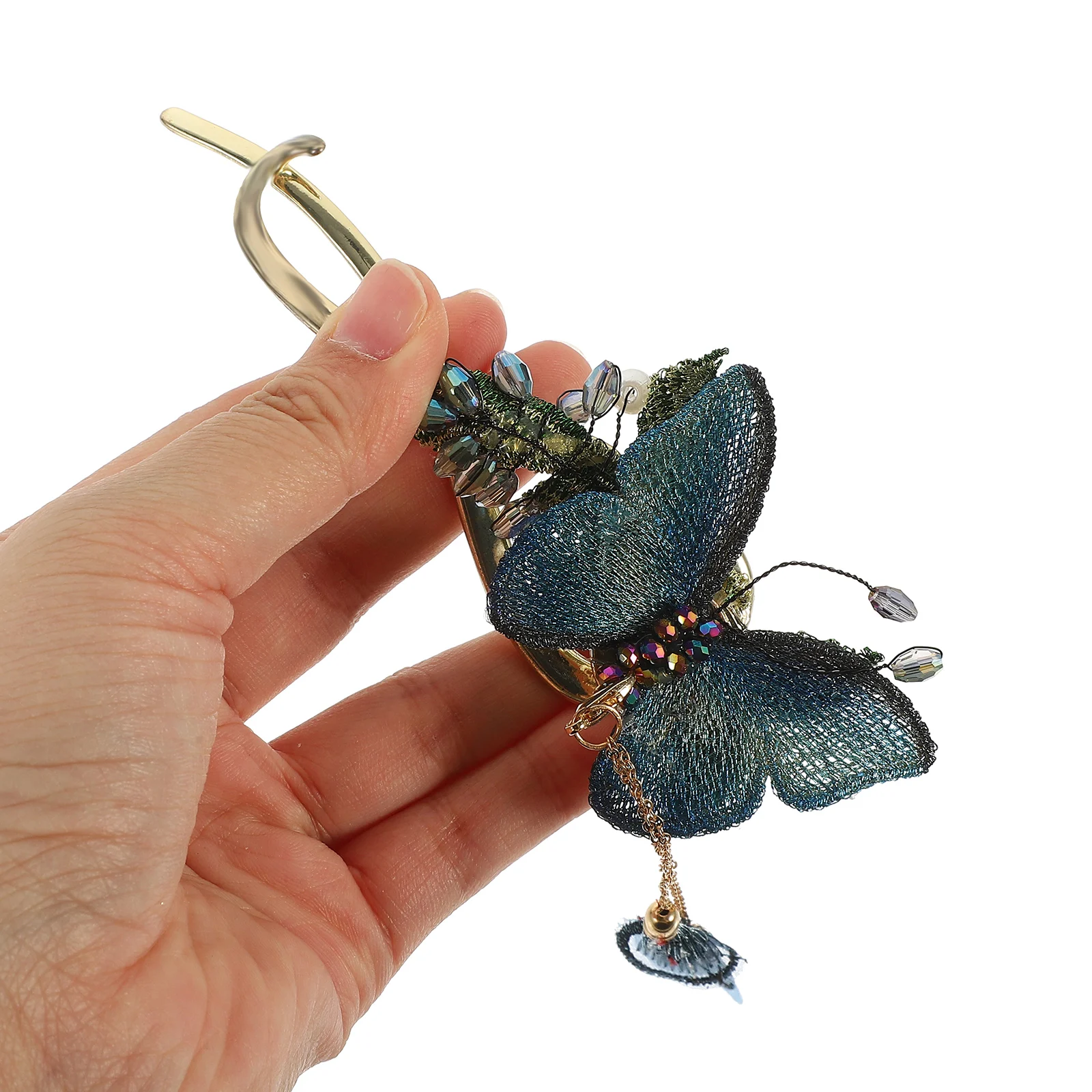 

Butterfly Hair Clips Women Tassel Hairpin Accessories Girls Claw Bun Holder Rhinestone Small Fine Wedding Party