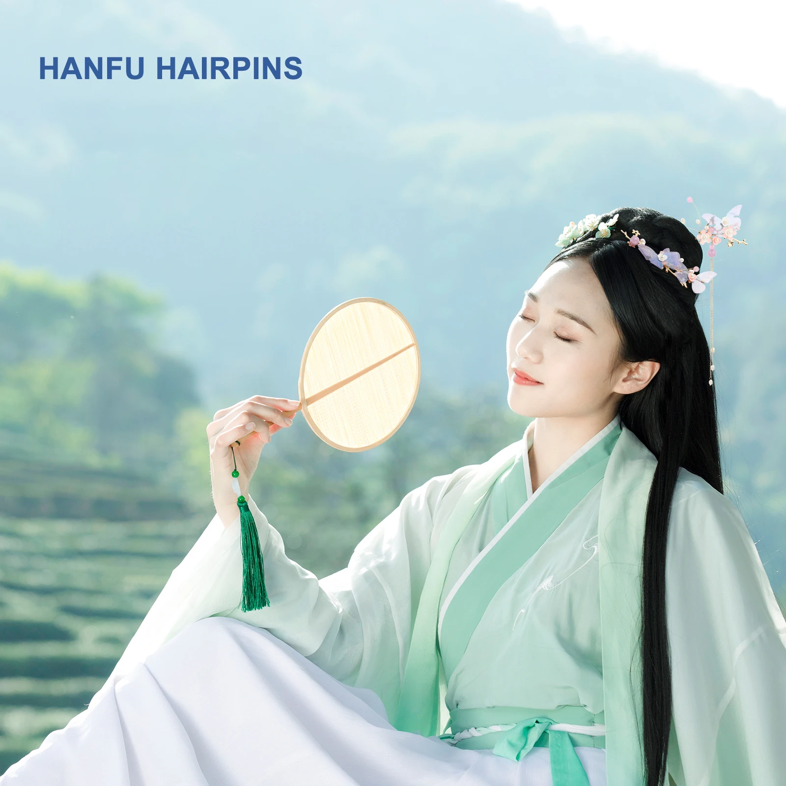 

1Set Flower Headpiece Hanfu Hairpin Set Traditional Chinese Hair Comb Alloy Hair Jewelry Accessories Retro Style for Weddings