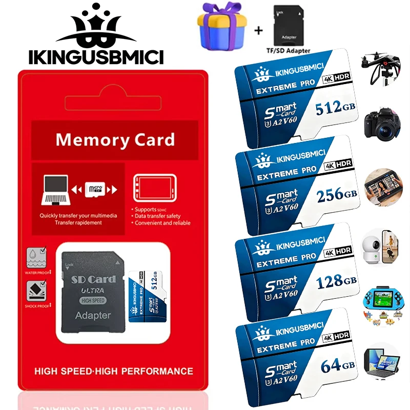 Original Memory Card SD Cards TF Cards Micro SD Card 32GB 256GB 512GB Waterproof V60 for Driving Recorder Security Camera