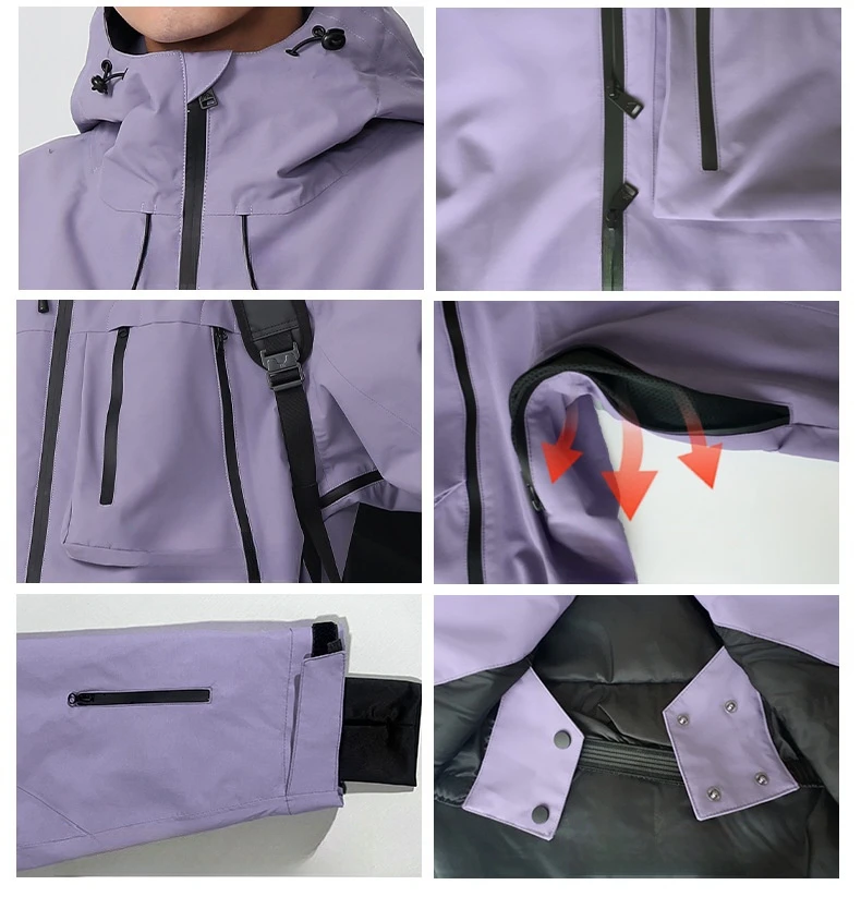 SEARIPE 2025, Winter-Neue warme Herren- und Damen-Skijacke, wasserdicht, atmungsaktiv, Snowboardmantel, Outdoor-Sport, Schneejacke – Detail 6