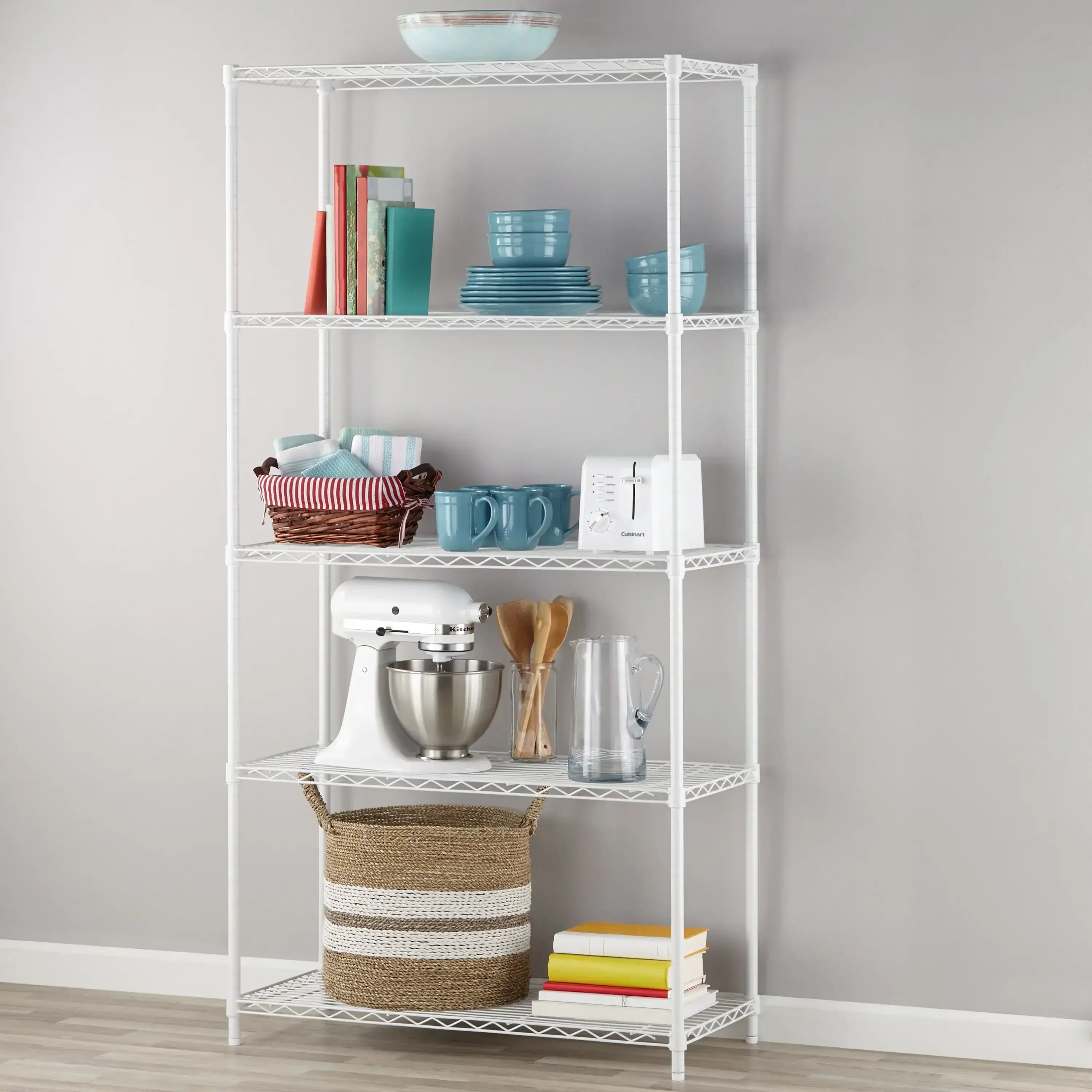 

White Wire Shelf 5-Tier 72"H x 36"W x 16"D, 1750lb Total Capacity