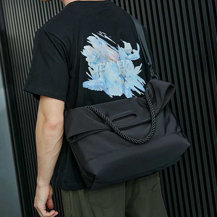 

New nylon fold crossbody bag for men/woman large commuting to school sports fitness bag Japanese-style messenger bag canvas tote