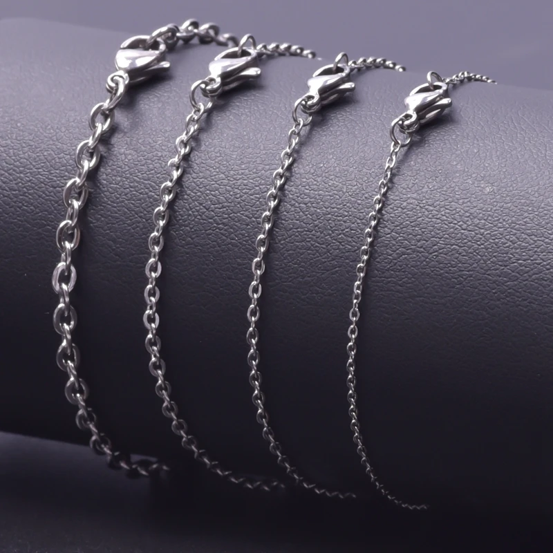 폭 1.2/1.5/2/2.5/3mm 스테인레스 스틸 롤로 체인 크로스 목걸이 여성 남성 액세서리 심플한 목걸이