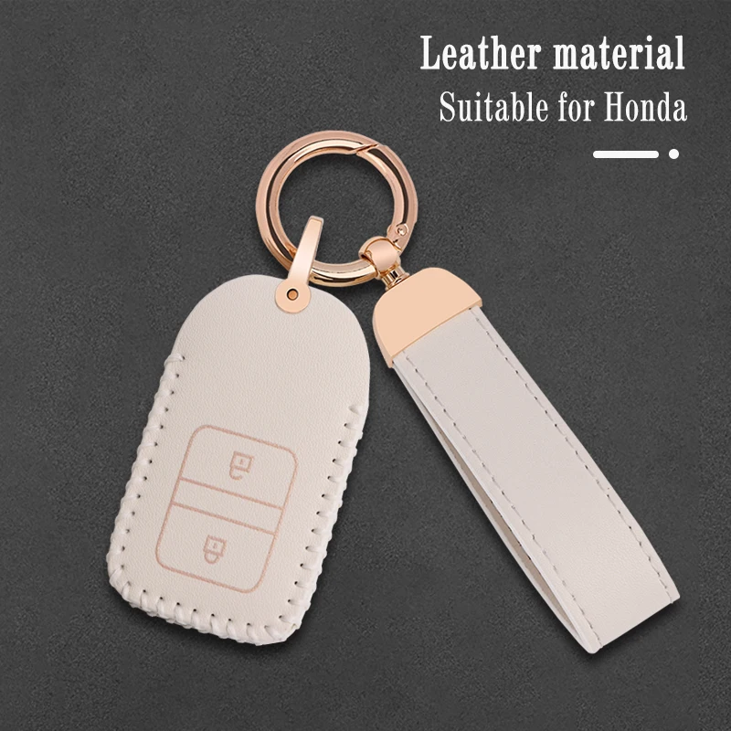 

Leather Car Remote Key Case Cover Protector Shell for Honda Vezel City Civic Jazz BRV BR-V HRV Keyless Holder Chain Accessories
