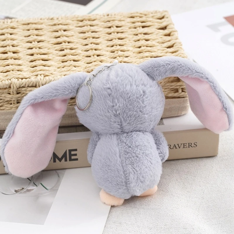 Lindo llavero con colgante de conejo, muñeco de peluche de conejito de orejas largas para bolso, decoración de bolso, regalos para niñas, Animal relleno suave