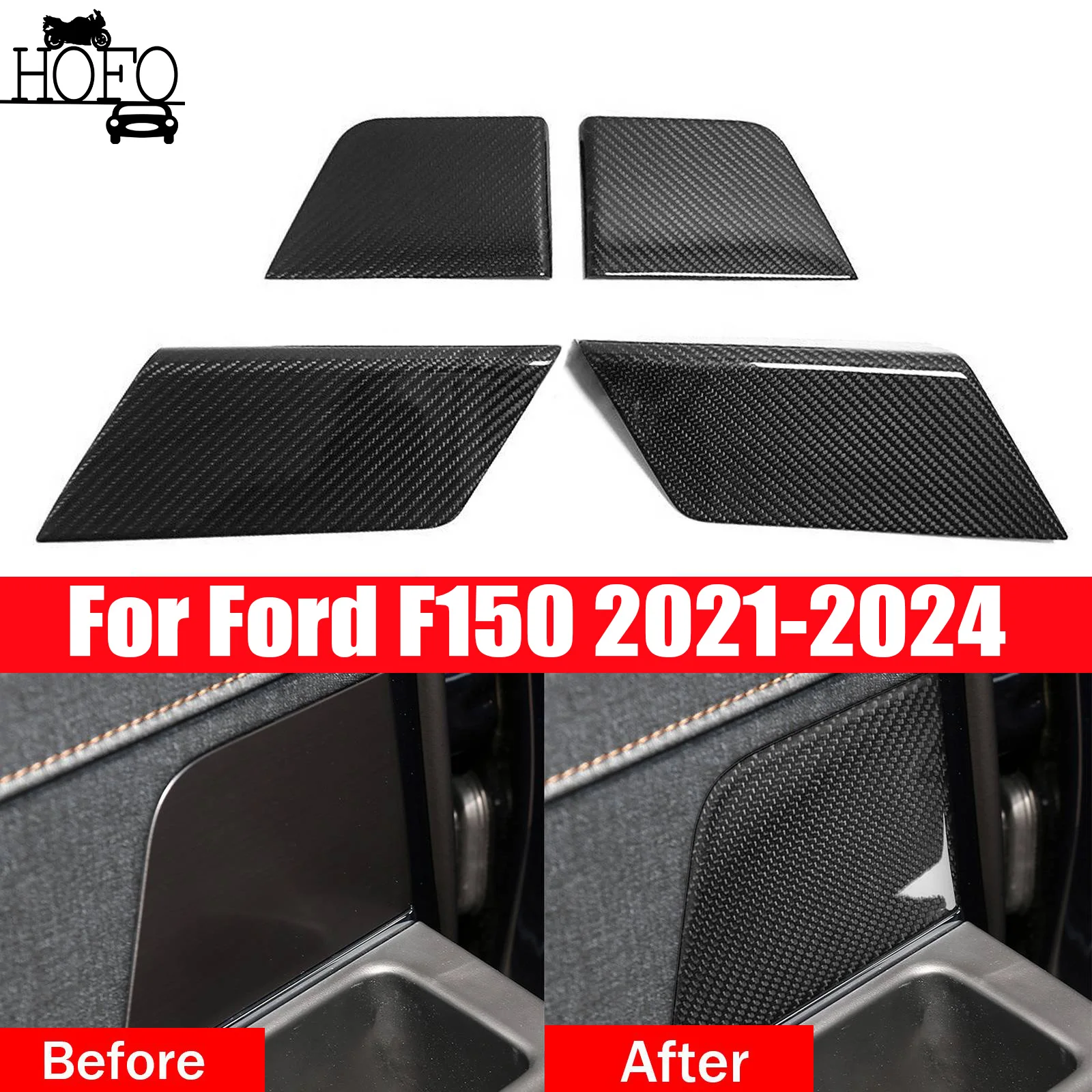 Carbon Interior Door Handle Cover Trim For Ford F150 F-150 Raptor Platinum 2021-2024