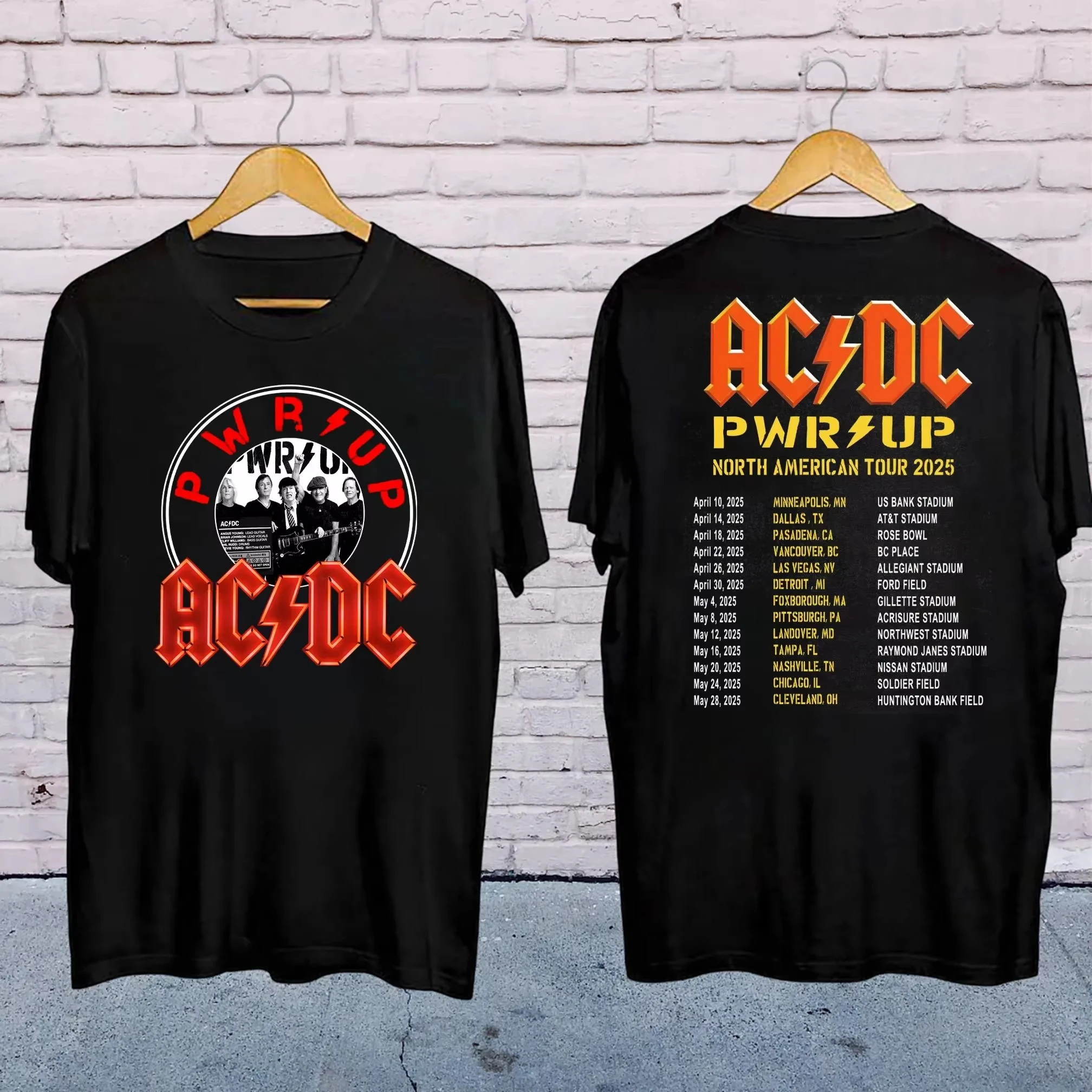 

ACDC Pwr Up World Tour Футболка Мужчины Женщины Летняя уличная брендовая футболка с коротким рукавом Хип-хоп Футболки Хлопковые топы Мужская одежда