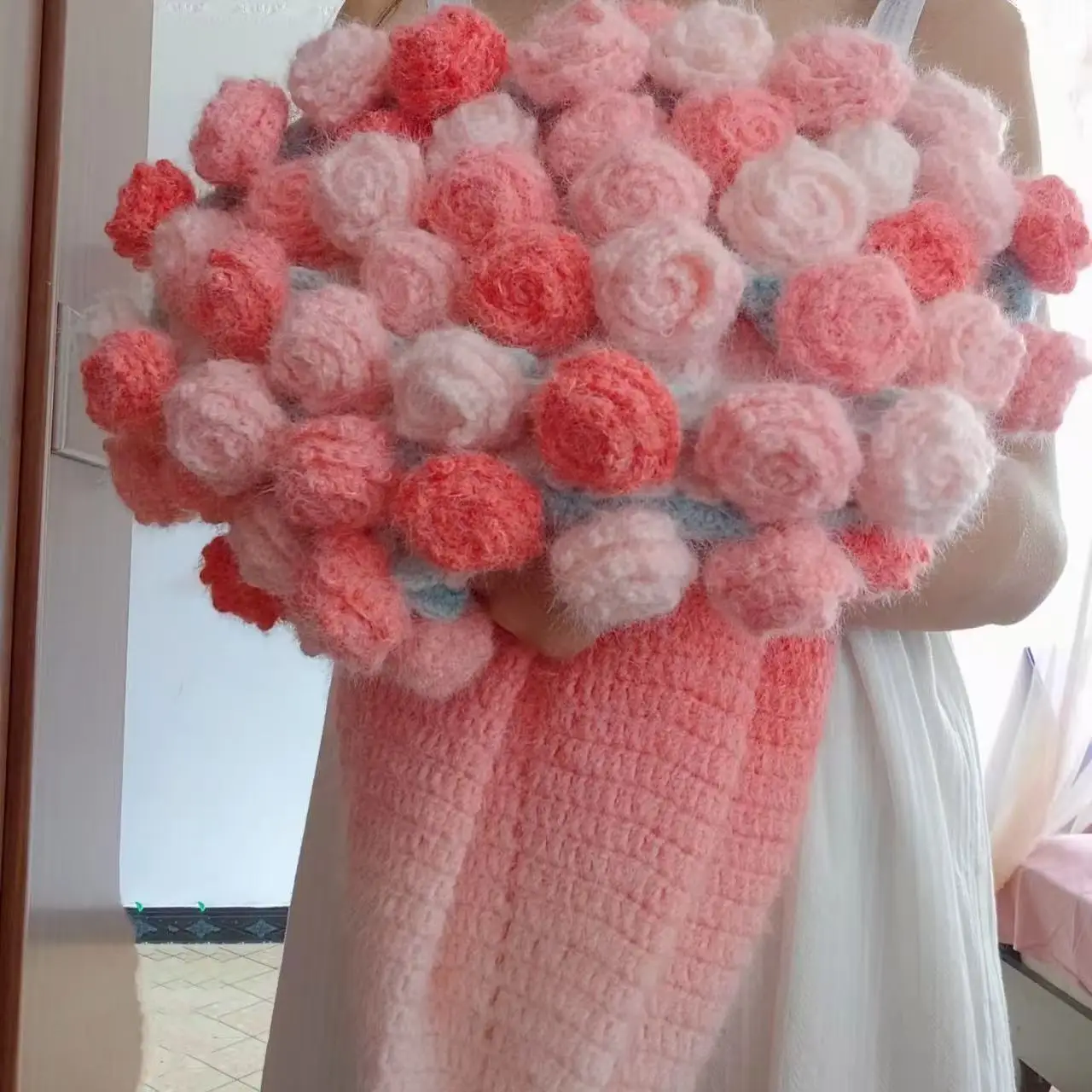 new-rose-bouquet-blanket-crochet-material-kit-diy-handmade-wool-blanket-hook-needle-long-velvet-yarn-bellflower-flower