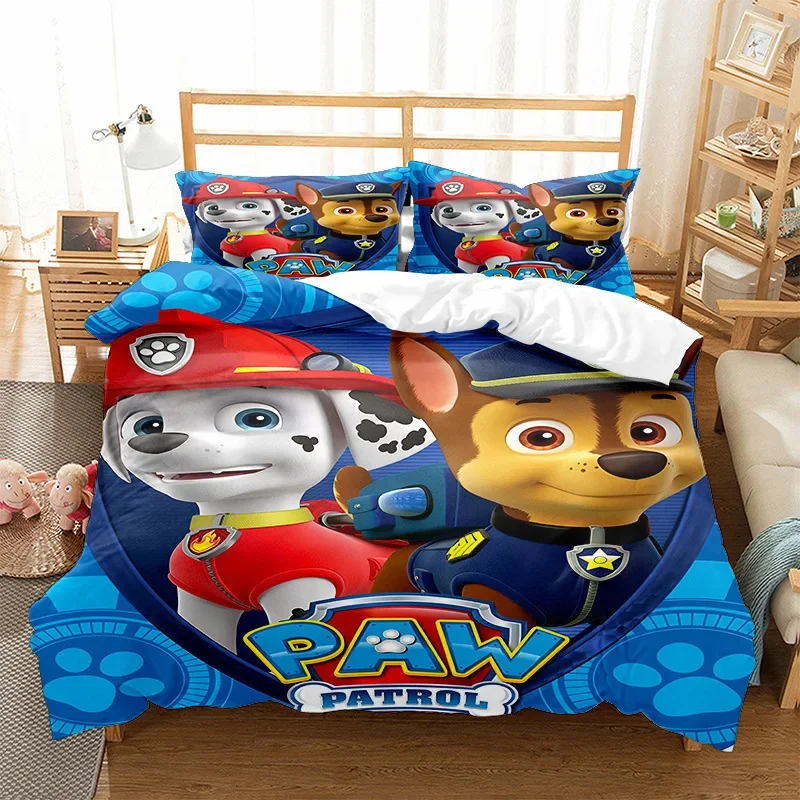 PAW パトロールズ セット 原宿プリント寝具漫画布団カバー枕カバーキルトカバーセット特大子供用ベッドリネン