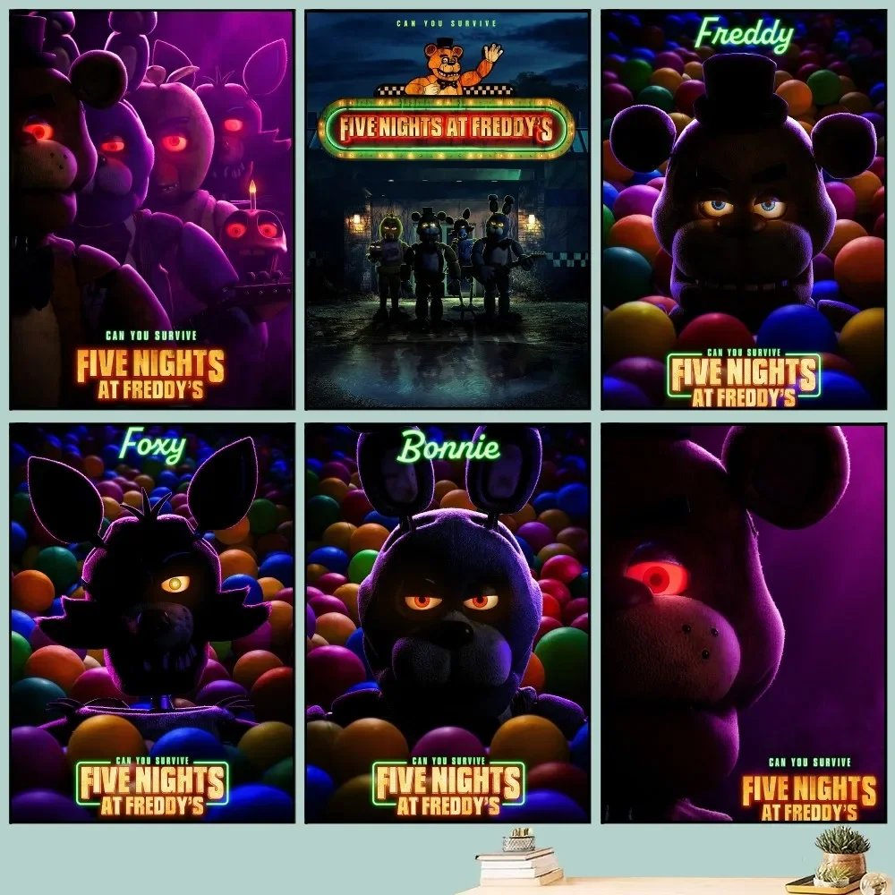 

Game F-Five N-Nights at Freddys Poster DIY Vintage Movie Poster Wall Art Painting Study Stickers Small Szie Wall Painting