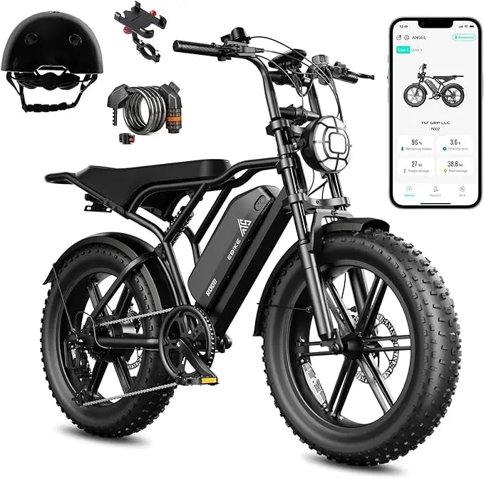 

Electric Bike for Adults, 1500W Peak Brushless Motor 28 MPH 60 Miles/110 Miles Fat Tire E Bike with 48V 15Ah/ 25Ah Removable Bat