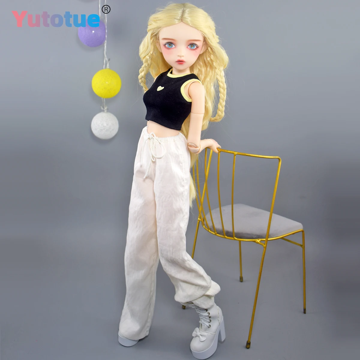 YUTOTUE 60cm Height Girl Doll Glitter Blue Eyes Blonde Wigs Fashion Outfits Removable 1/3 BJD Doll Toy