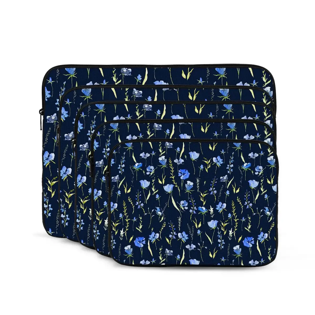 Funda de patrón sin costuras para ordenador portátil, funda rústica con flores azules suaves para ipad