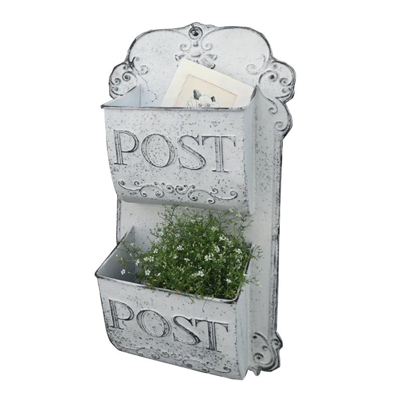 Outdoor Wall Mounted Mailbox Metal Letter Box French Rural Style Wind Storage Box Home Decoration Leaving Message