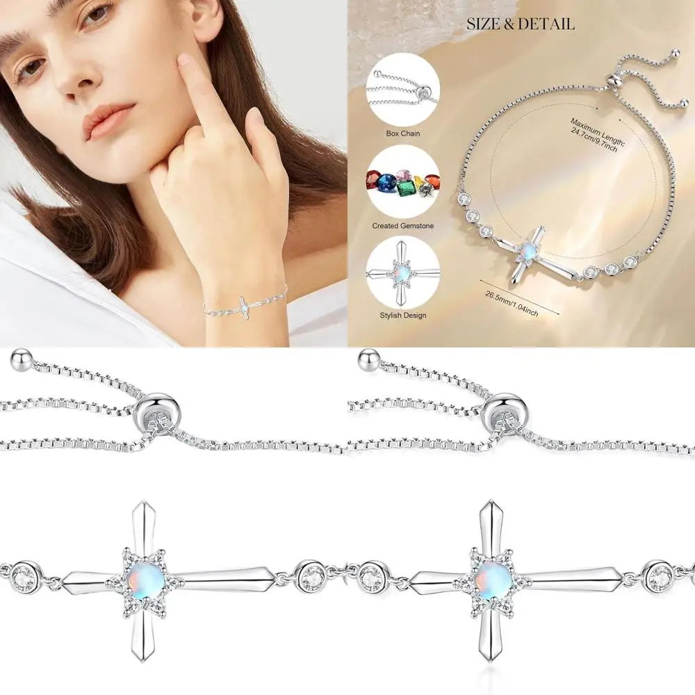 

Sterling Silver Halo Birthstone Bracelet, 925 Fine Jewelry, Women's Birthday Gift