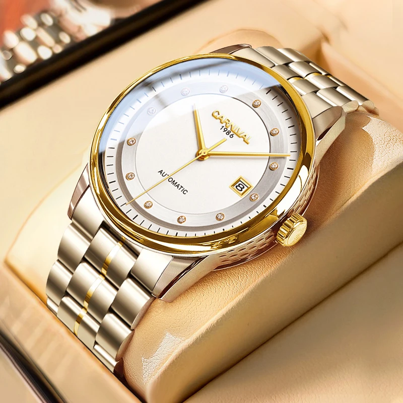 جديد سويسرا كرنفال اليابان استيراد التلقائي الميكانيكية العلامة التجارية الفاخرة ساعات رجالية الياقوت تاريخ السيارات الماس ساعة C5668G-D #2