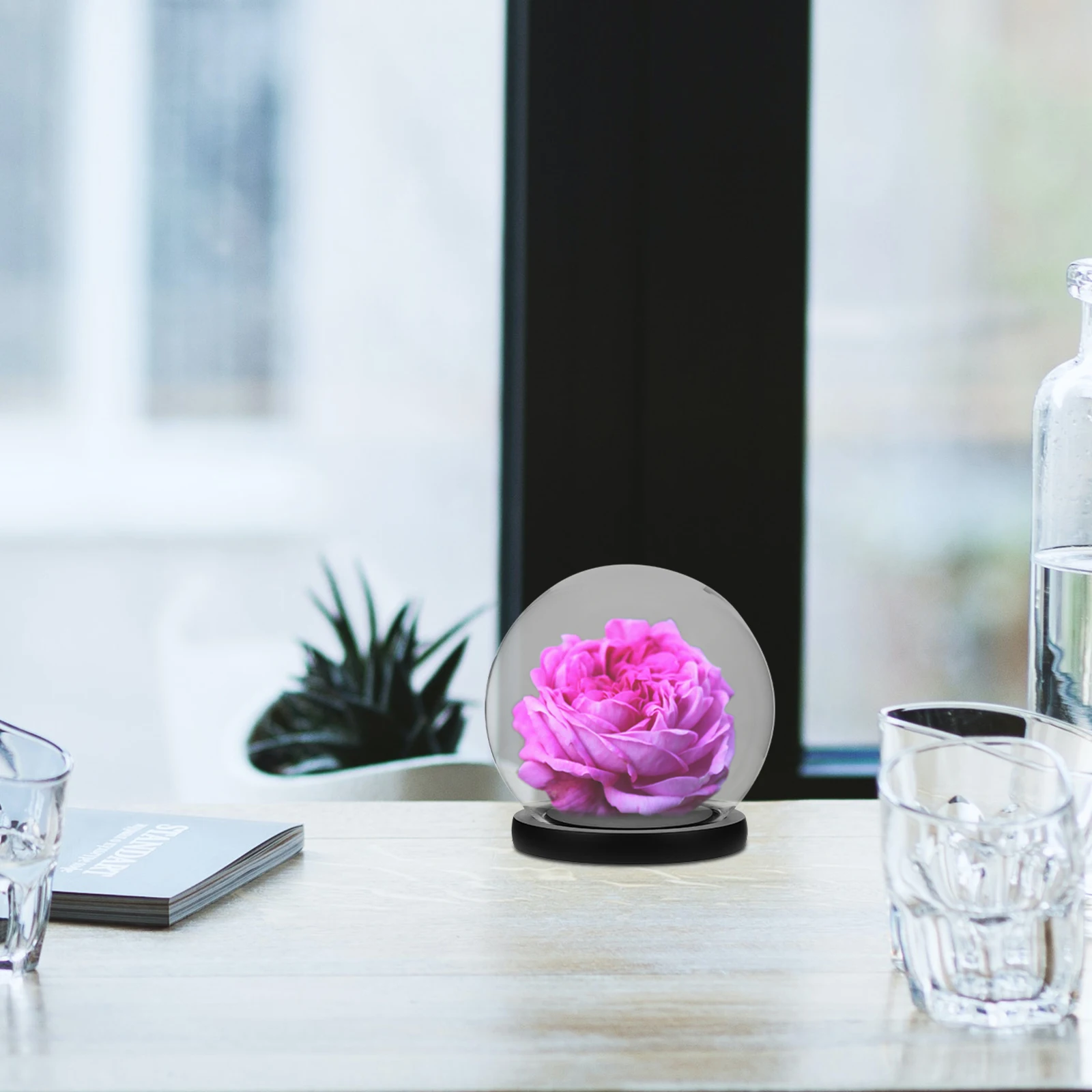 

Glass Dome with Base Clear Preserved Flower Cover Unique Craft Desktop Decor for Micro Landscape DIY Projects Glass Dome