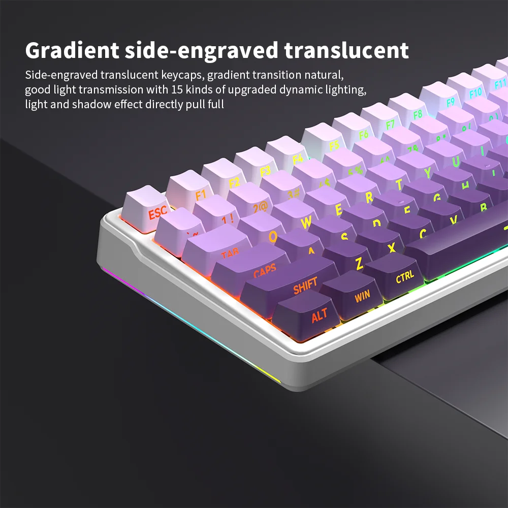 Imagem -03 - Furycube Zt99 Teclado Mecânico com Fio 99 Teclas 2.4g sem Fio Bluetooth Iluminação Rgb Chave Completa Hot Swap Junta Jogo Branco Teclado