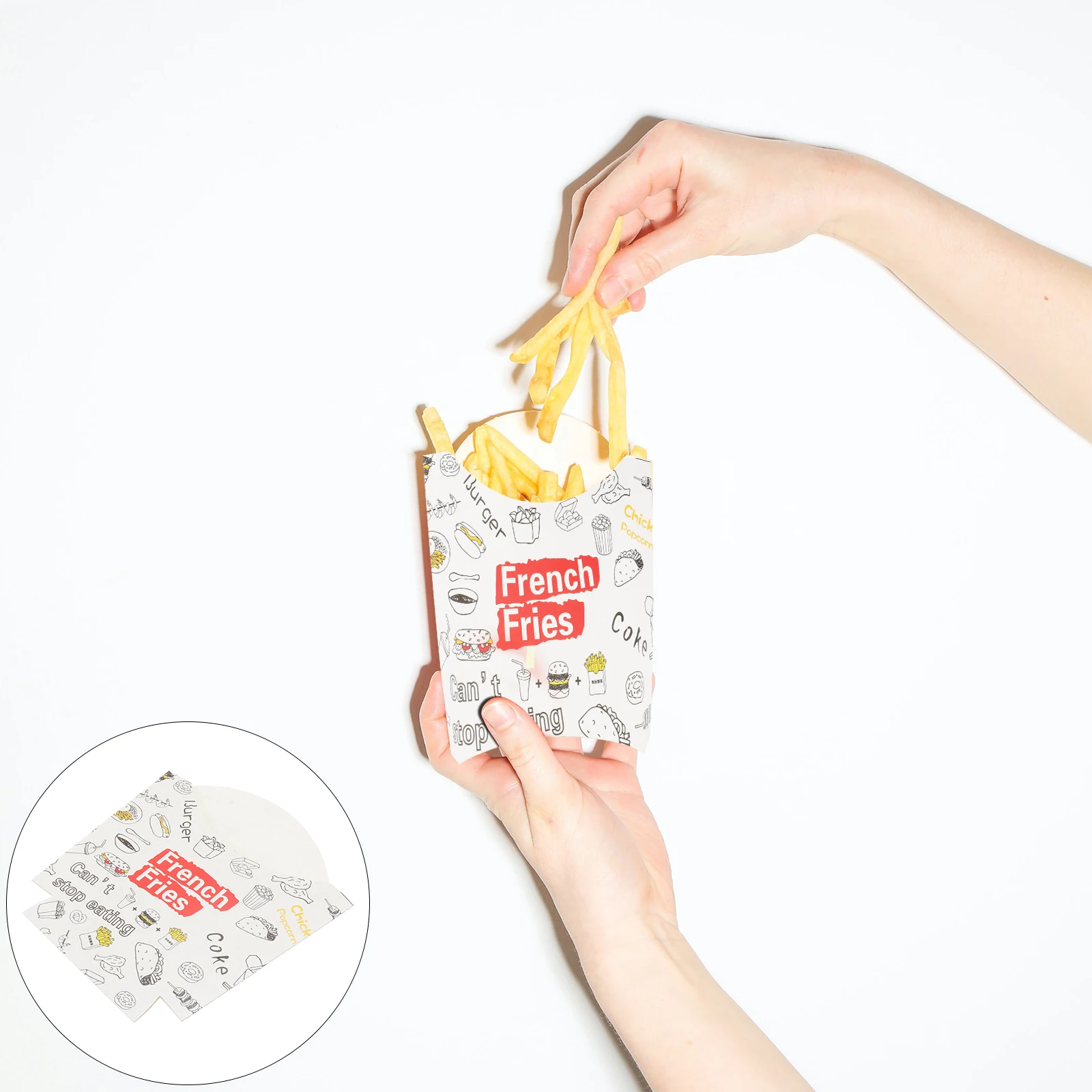 

100pcs Carry Takeaway Box Set for Fried Chicken BBQ Food Packaging Paper Container Lightweight Detachable Compartment