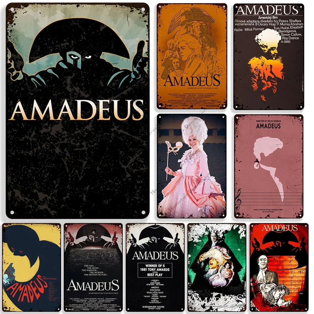Póster de película Amadeus Vintage, placa decorativa de Metal para Bar, Club, cafetería, decoración de pared Industrial