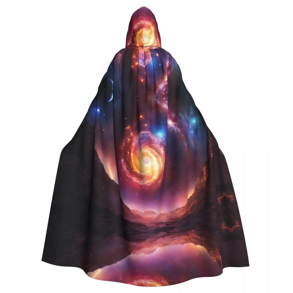 Adult Galaxy Universe Cloak Cape Hooded Medieval Costume Witch Wicca Vampire Halloween Costume Dress Coat