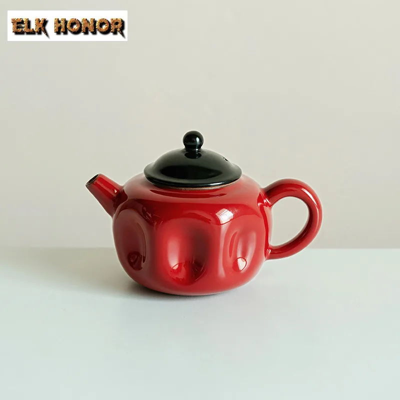 

150ml Luxury Ochre Dream Red Ceramic Teapot Elegant Tea Infuser Pot Tea Brewing Kettle with Strainer Drinkware Accessories Gift