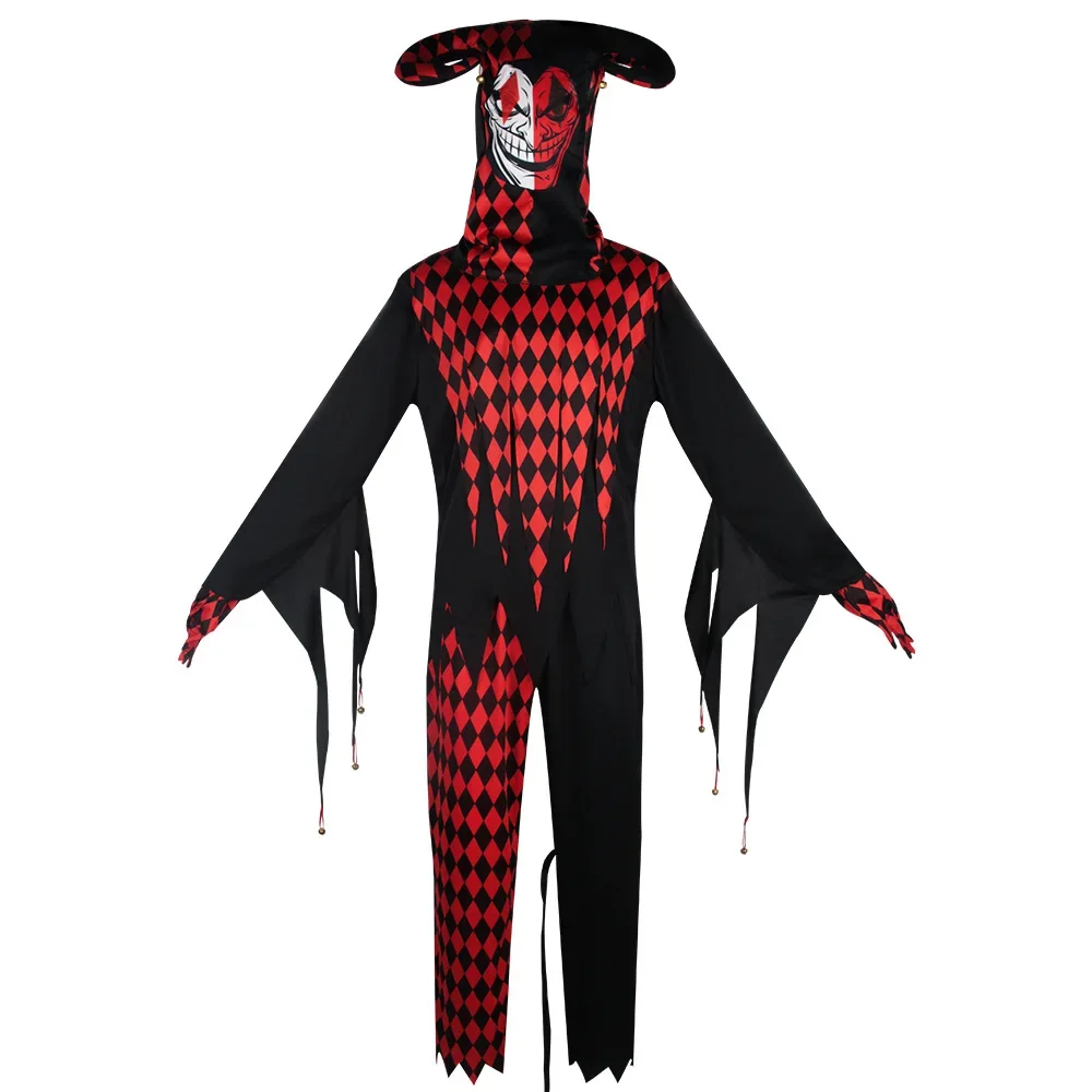 

Terror Movie Killing Evil Poker Party Costume Joker Cosplay Playing Card Halloween Carnival Festival Clown Outfit Runway Party