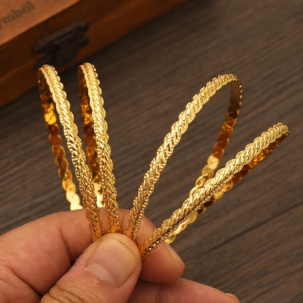 8 pcs Fashion Dubai Bangle Jewelry Gold Color Dubai Bracelet For Men/Women Africa Arab Items wedding bridal gifts