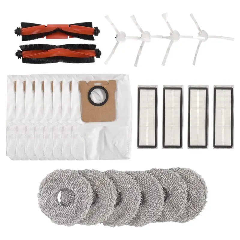 Y42A-24PCS Replacement Parts For Robot Vacuum X20 + / X20 Plus Vacuum Main Side Brush Hepa Filter Mop Cloth Dust Bag