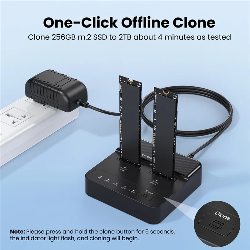 

NVME M. 2 SSD Docking Station Dual-Bay Solid State Drive Duplicator 20Gbps Read-Write Offline Copying Cloner Duplicator