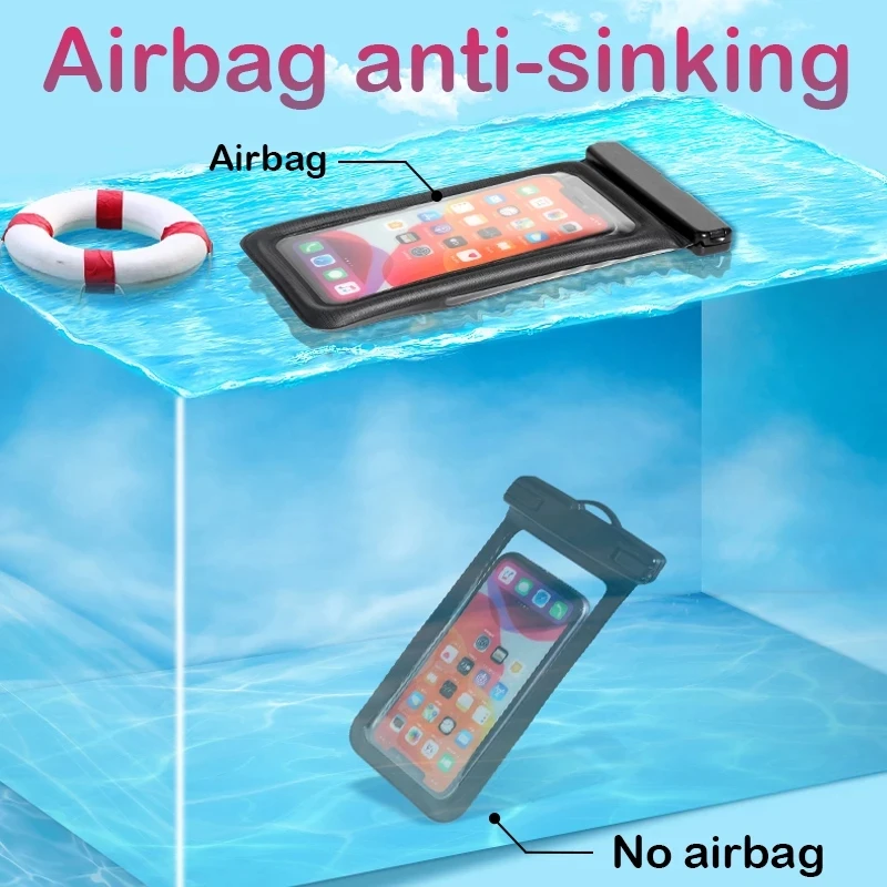 Waterproof swimming bag phone case floating safety airbag suitable for iPhone 11 12 13 14 Pro Max Samsung S23 S22 Xiaomi 13