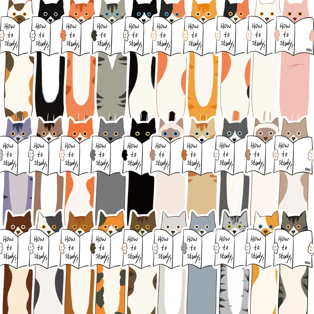 30Pcs Cat Reading Funny Animal Bookmarks - Cartoon Reading Page Markers - Creative DIY Book Labeling Decor