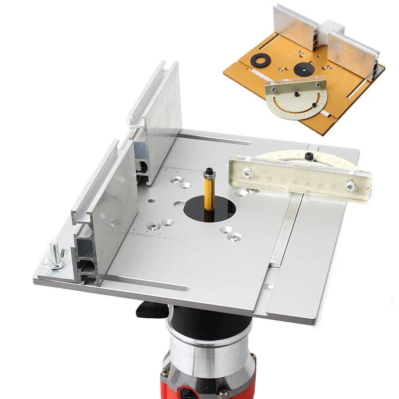 Imagem -02 - Alumínio Router Tabela Inserir Placa com Miter Gauge Bancos de Madeira Serra de Mesa Aparador Multifuncional Máquina de Gravura