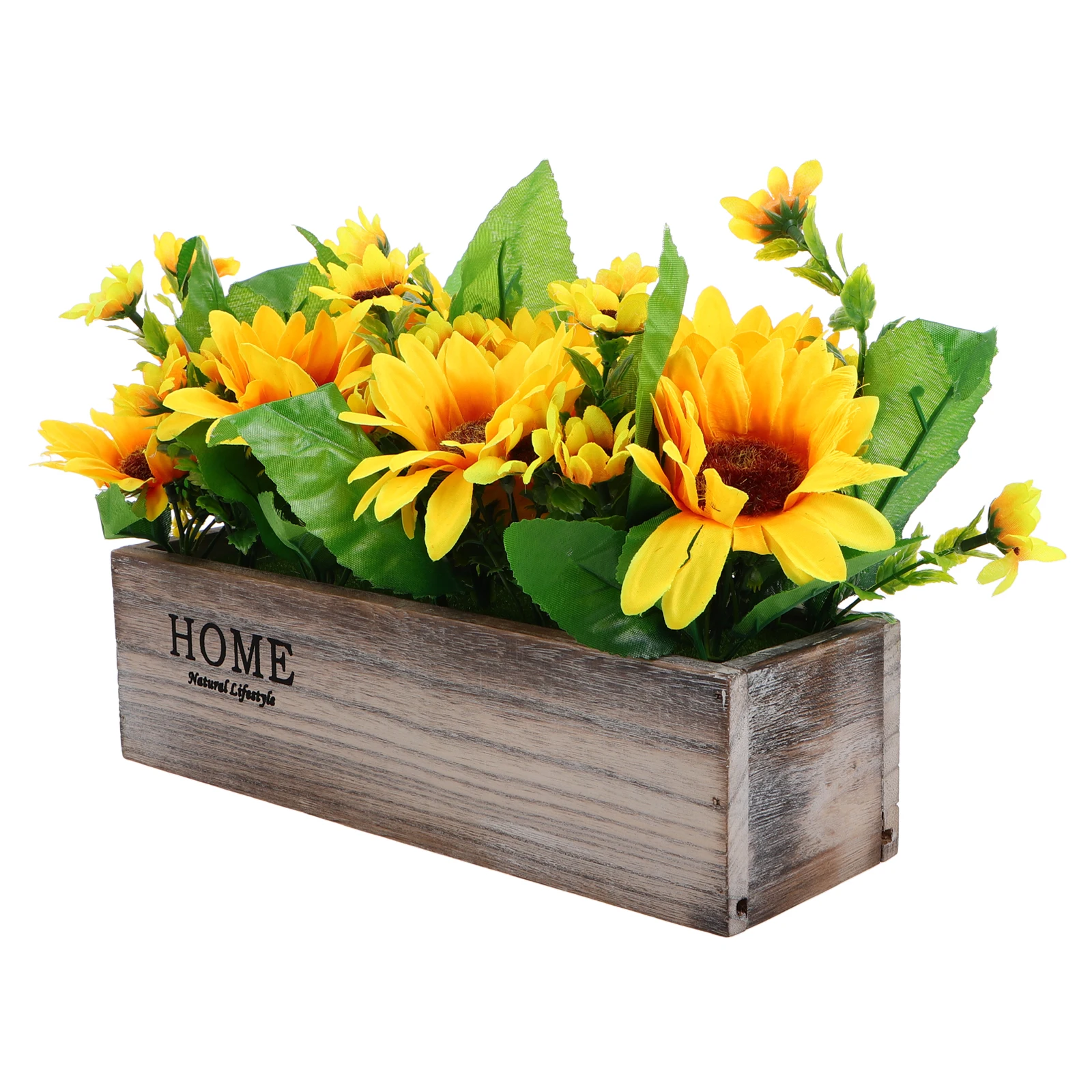 

Realistic Artificial Sunflower Potted PlantDecorative Home Kitchen Living Room Table CenterpieceWooden Safe Materials