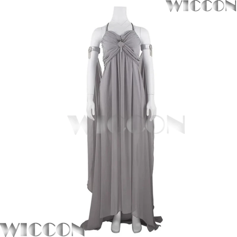 Medieval Ceremonial Dress Daenerys Woman Dragon Mother Queen Targaryen Anime Cosplay Gray Clothes Blonde Wig Halloween Roleplay view 2