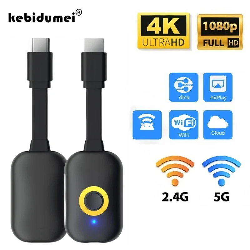 

4K TV Stick 2,4G/5G двухдиапазонный беспроводной Wi-Fi видеоприемник 1080P HDMI-совместимый дисплей TV Dongle адаптер для ТВ проектора