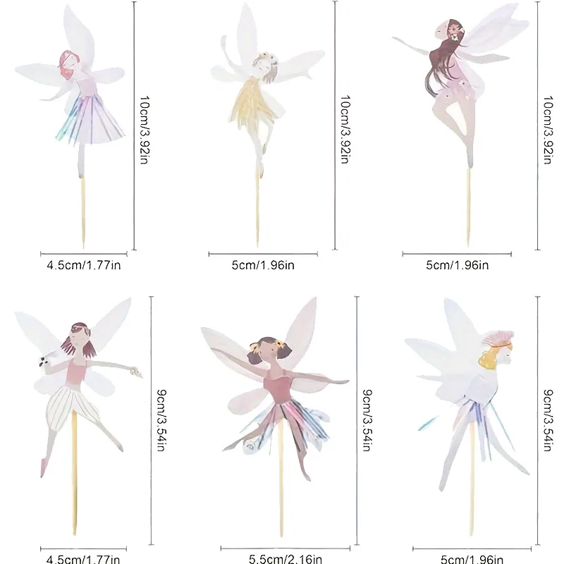 12/24pcs Fairy Cupcake Topper Girl Birthday Cake Topper Fairy Themed Party Decorations Ballet Dancer Cake Decoration