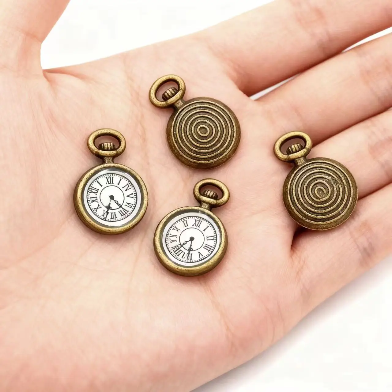 10Pcs17*11mm Enamel Antique Bronze Metal Watch Charms Pendant DIY Handmade Necklace Earrings Keychain Accessories Jewelry Making
