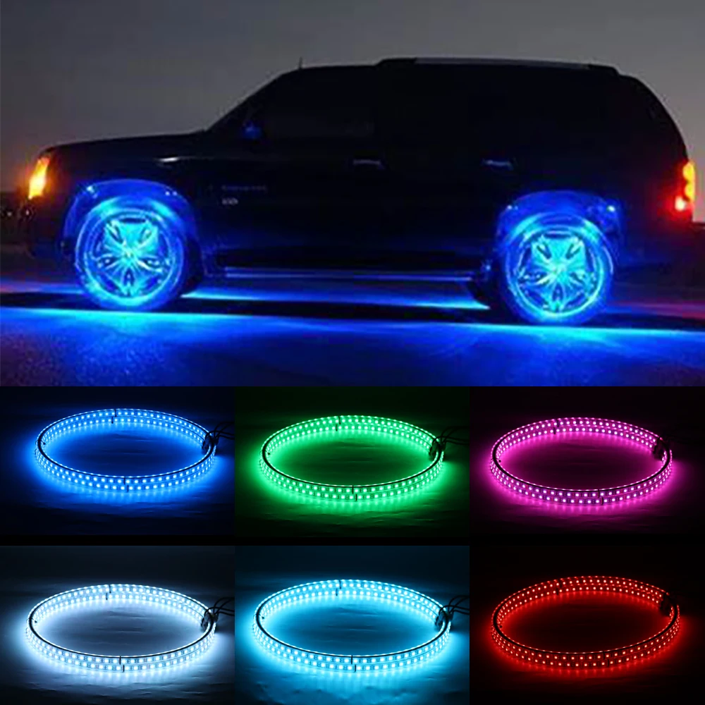 4x RGB dual row 17.5-inch LED wheel Ring lights truck Bluetooth control IP68