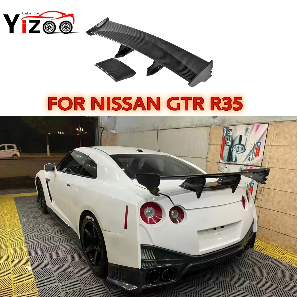 r Nissan GTR 350Z GTR35 Carbon Fiber Spoiler Rear Trunk Tail Wing Spoiler Diffuser Lip Splitter Body Kit Car Accessories