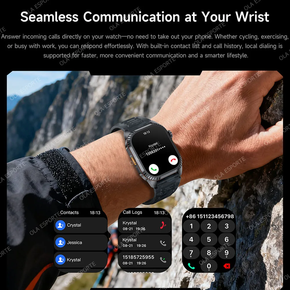 2025 نظام تحديد المواقع العسكري ساعة ذكية الرجال مصباح يدوي الارتفاع مراقبة الجوية بلوتوث دعوة الرياضة في الهواء الطلق الساعات الذكية #3