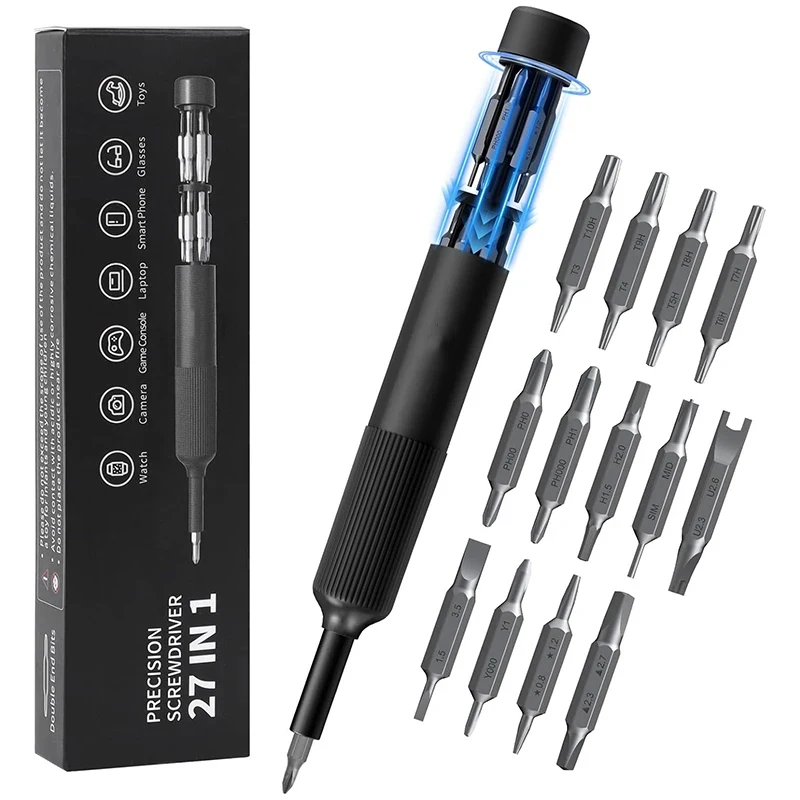 27 in 1 Precision Screwdriver Set  Magnetic Bits Pen Style Manual Repair Tools Kit for Eyeglass Watch PC Jewelers Laptop iPhone