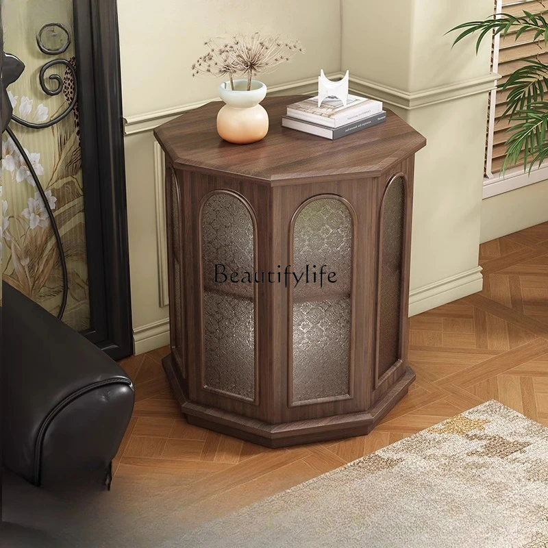 

1French solid wood sofa side a few black walnut corners a few retro cream wind side cabinets medieval light luxury door cabinets