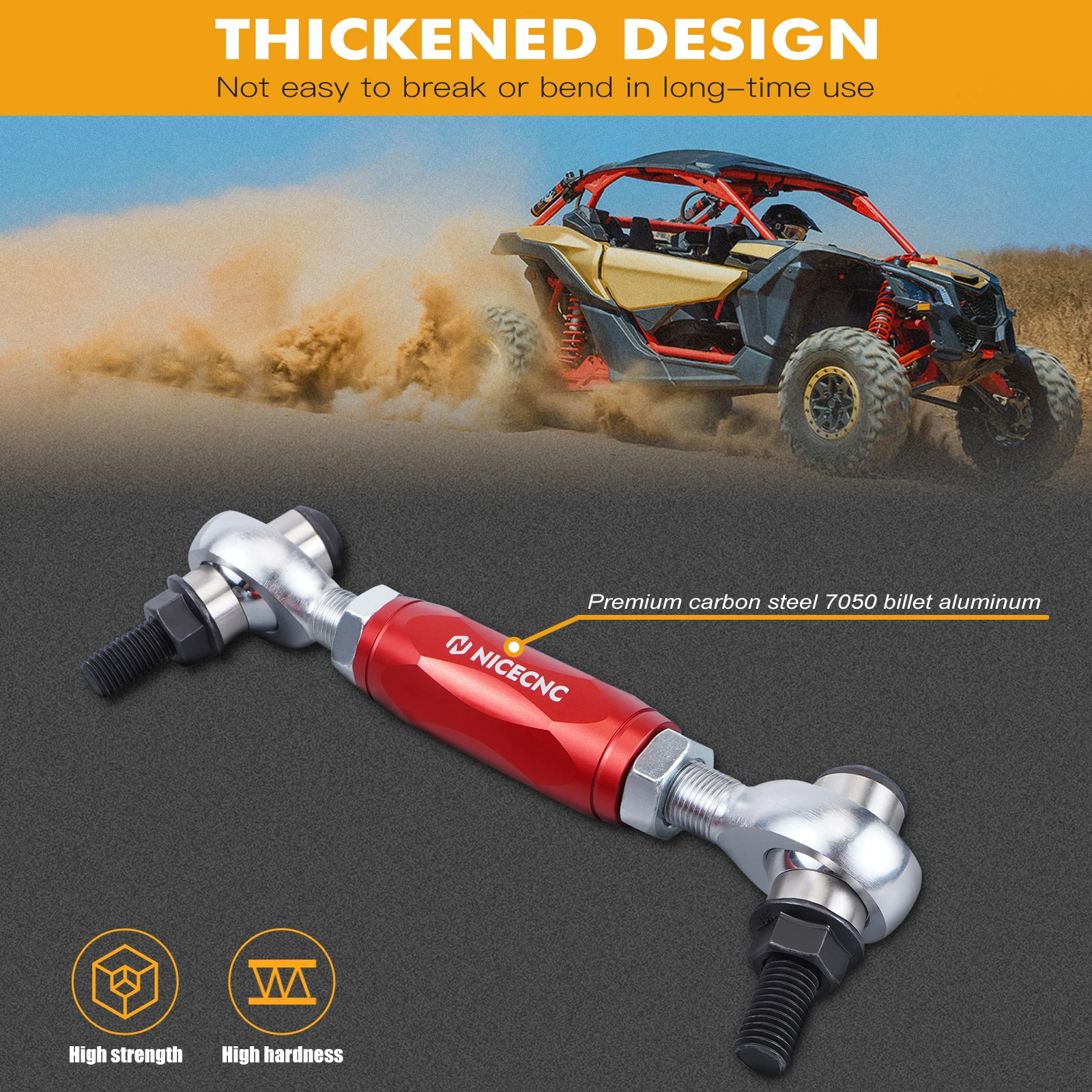 NICECNC für Can-Am Maverick X3 R Max Turbo 4x4 DPS 2017-2023 Vorder- und Hinterachs-Stabilisator-Verbindungsstücke Kit Aluminium UTV Zubehör – Detail 17