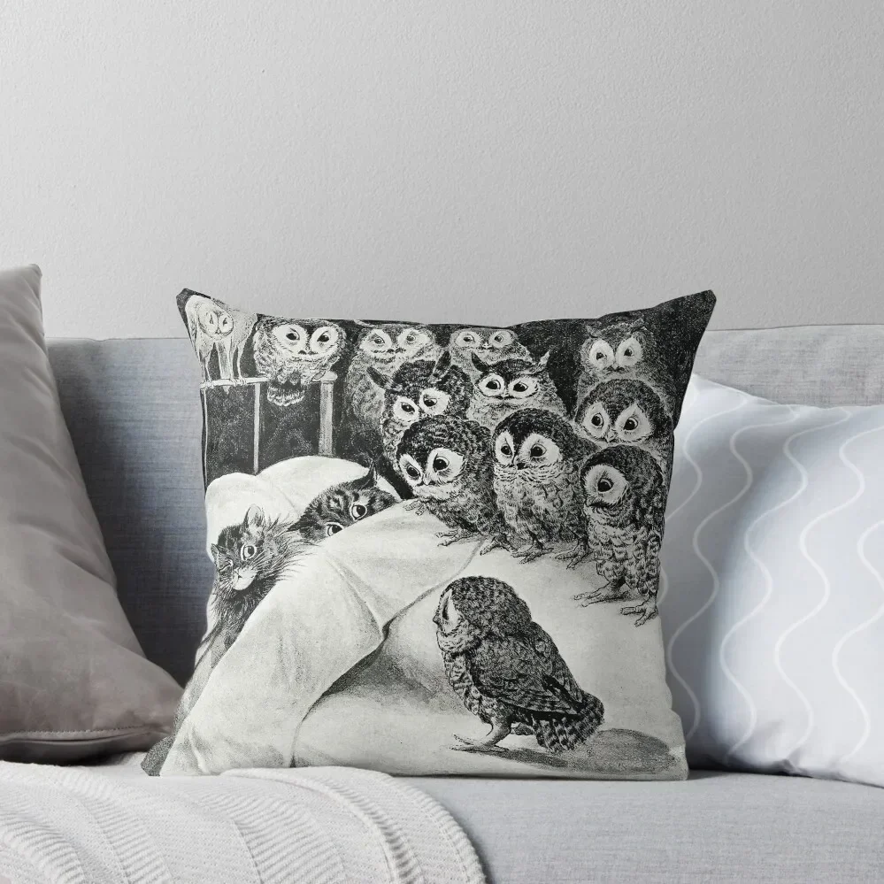 

Louis Wain Cat Nightmare Owl Bird Throw Pillow Decorative Cushion pillow cover luxury pillow